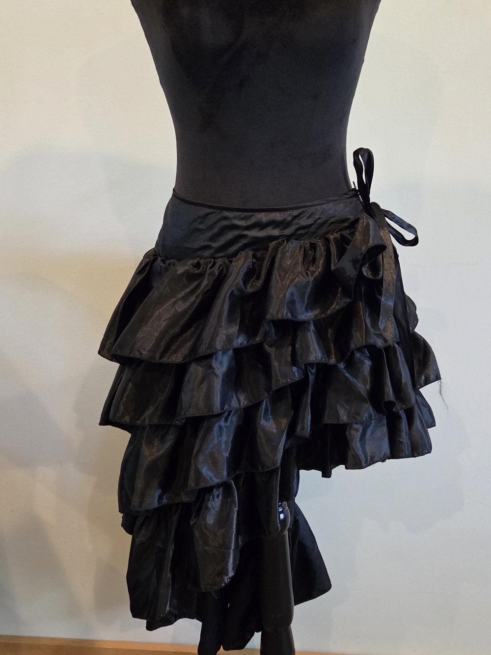 Dreamgirl Black Asymmetrical Tiered Ruffle Wrap Skirt